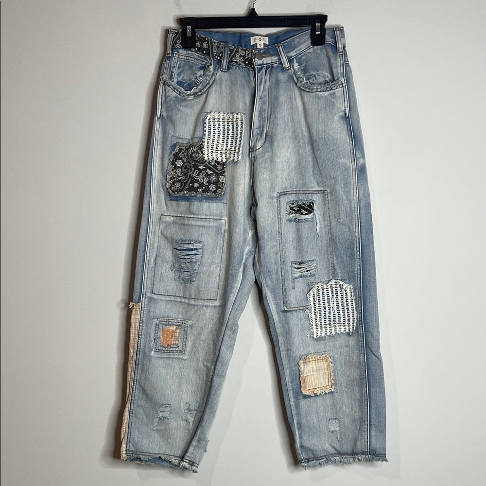 POL | Women’s Patchwork Boho Ankle-Length Denim Size Small 28in Waist - Picture 2 of 9